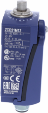 Limit switch, Limit switches XC Standard, XCKD, metal end plunger, 1NC+1 NO, snap, M12