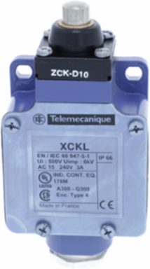 Limit switch, Limit switches XC Standard, XCKL, metal end plunger, 1NC+1 NO, snap action, Cable gland