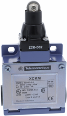 Limit switch, Limit switches XC Standard, XCKM, steel roller plunger, 1NC+1 NO, snap action, M20
