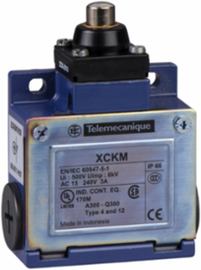Limit switch, Limit switches XC Standard, XCKM, metal end plunger, 1NC+1 NO, snap action, M20
