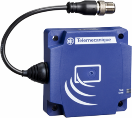 Compact smart antenna, Radio frequency identification XG, RFID 13.56 MHz, flat form 80x80x26, M12, cable 0.2 m