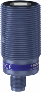 Ultrasonic sensors XX, ultrasonic sensor, plastic, cylindrical M30, straight, 1 m, PNP
