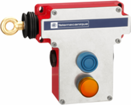 Latching emergency stop rope pull switch, Telemecanique rope pull switches XY2C, LH side, 2NC+2NO, pilot light 130 V