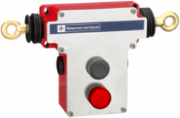 Dual emergency stop rope pull switch, Telemecanique rope pull switches XY2C, e 2x(1NC+1NO), 1/2" NPT, flush pb, pilot light
