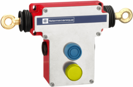 Dual emergency stop rope pull switch, Telemecanique rope pull switches XY2C, e 2x(1NC+1NO), Pg13.5, boot. pb, pilot light