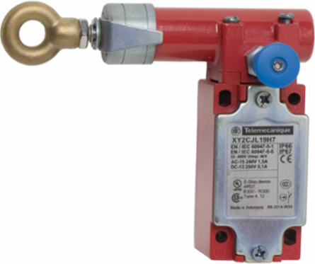 Latching emergency stop rope pull switch, Telemecanique rope pull switches XY2C, e XY2CJ, left side, 2NC+1 NO, 1/2" NPT