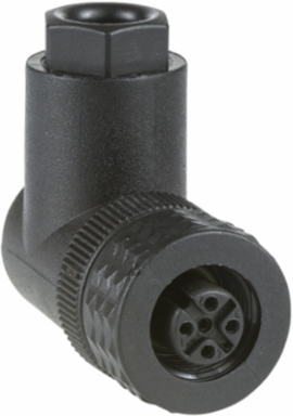 Female, M12, 4 pin, elbowed connector, cable gland Pg 7