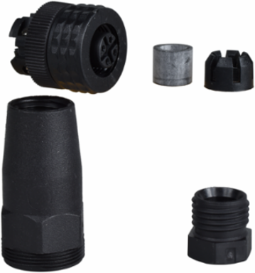 Female, M12, 4 pin, straight connector, cable gland Pg 7