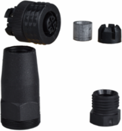 Female, M12, 4 pin, straight connector, cable gland Pg 7