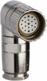 Female, M23, 19 pin, elbowed connector, cable gland Pg 13.5