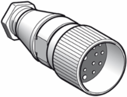 Female, M23, 19 pin, straight connector, cable gland Pg 13.5