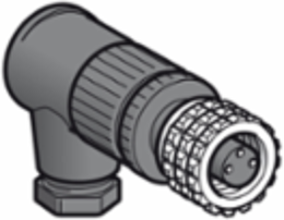 Female, M8, 3 pin, elbowed connector, cable gland M9.5 x 1