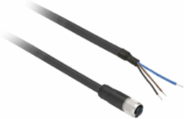 Pre wired connectors XZ, straight female, M8, 3 pins, cable PUR 10 m