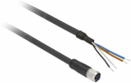 Pre wired connectors XZ, straight female, M12, 4 pins, cable PUR 5 m