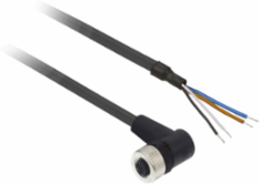 Pre wired connectors XZ, elbowed female, M12, 4 pins, cable PUR 5 m