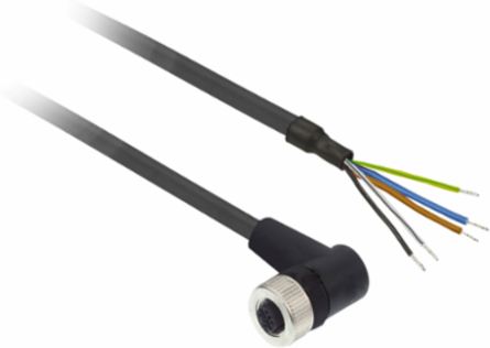 Pre wired connectors XZ, elbowed female, M12, 5 pins, cable PUR 5 m
