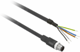 Pre wired connectors XZ, straight male, M12, 4 pins, cable PUR 2 m