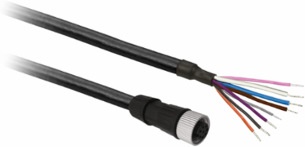 Pre wired connectors XZ, straight female, M12, 8 pins, cable PUR 2 m