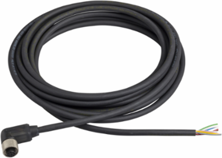 Con. M12, Female, 90°, 8 pins, 5 m pre wired