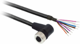 Pre wired connectors XZ, elbowed female, M12, 8 pins, cable PUR 10 m