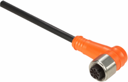 Pre wired connectors XZ, elbowed female, M12, 4 pins, cable PVC 10 m