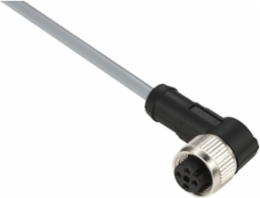 Pre wired connectors XZ, elbowed female, M12, 4 pins, cable PVC 5 m
