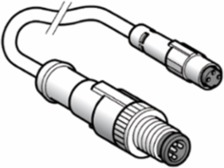 Jumper cable XZ, male straight M12 3 pin, female straight Ø 8 mm 3 pin, PUR 1 m