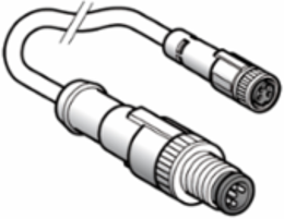 Jumper cable XZ, male straight M12 3 pin, female straight M8 3 pin, PUR 2 m