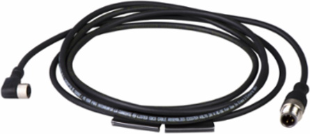 Jumper cable XZ, male straight M12 4 pin, female elbowed M8 4 pin, PUR 2 m