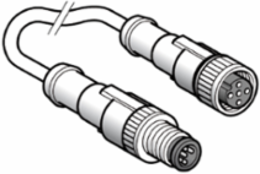 Jumper cable XZ, male straight M12 3 pin, female straight M12 3 pin, PUR 1 m