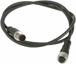 Jumper cable XZ, male straight M12 3 pin, female elbowed M12 3 pin, PUR 1 m