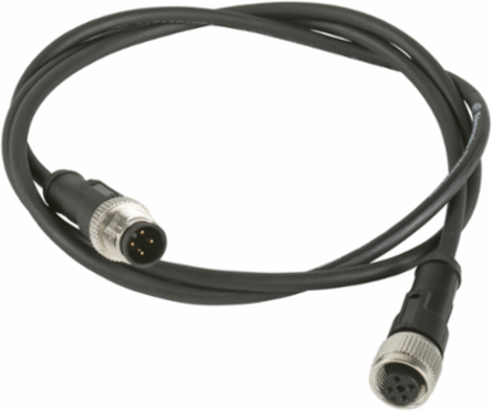 Jumper cable XZ, male straight M12 3 pin, female elbowed M12 3 pin, PUR 2 m