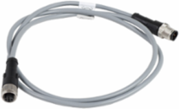 Jumper cable XZ, male straight M12 4 pin, female straight M12 4 pin, PVC 1 m