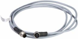 Jumper cable XZ, male straight M12 4 pin, female elbowed M12 4 pin, PVC 2 m