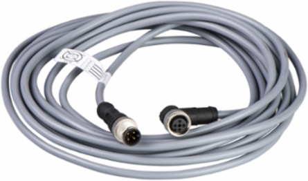 Jumper cable XZ, male straight M12 4 pin, female elbowed M12 4 pin, PVC 5 m