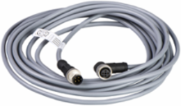 Jumper cable XZ, male straight M12 4 pin, female elbowed M12 4 pin, PVC 5 m