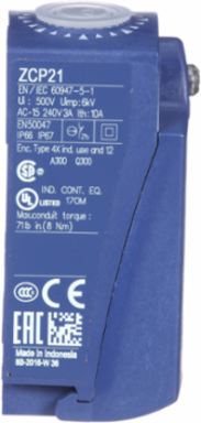 Osiswitch, limit switch body, ZCP, compact body, 1 NC and 1 NO, snap action