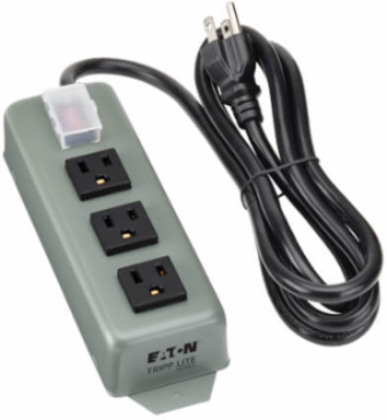 Industrial Power Strip, 6-Foot Cord, 3 NEMA 5-15R Outlets, 15A