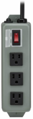 Industrial Power Strip, 9 ft Cord, 3 NEMA 5-15R Outlets, 15A Circuit Breaker