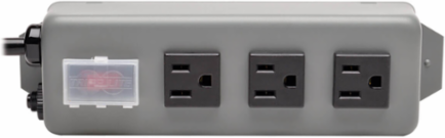Industrial Power Strip, 9 ft Cord, 3 NEMA 5-15R Outlets, 15A Circuit Breaker