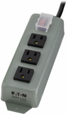 Industrial Power Strip, 9 ft Cord, 3 NEMA 5-15R Outlets, 15A Circuit Breaker