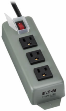 Industrial Power Strip, 9 ft Cord, 3 NEMA 5-15R Outlets, 15A Circuit Breaker