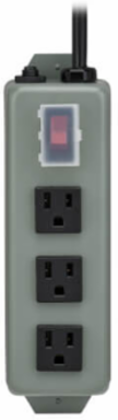 Industrial Power Strip, 9 ft Cord, 3 NEMA 5-15R Outlets, 15A Circuit Breaker