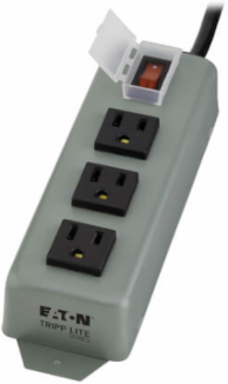 Industrial Power Strip, 9 ft Cord, 3 NEMA 5-15R Outlets, 15A Circuit Breaker