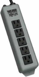 5-Outlet Industrial Power Strip, 15-ft Cord, 15A Circuit Breaker, Metal Housing
