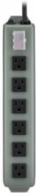 Industrial Power Strip, 6-Outlets, 6 ft Cord, 15A, 120V AC, Metal Housing