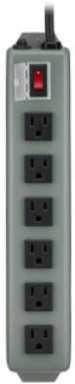 Industrial Power Strip, 6-Outlets, 6 ft Cord, 15A, 120V AC, Metal Housing