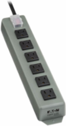 Industrial Power Strip, 6-Outlets, 6 ft Cord, 15A, 120V AC, Metal Housing