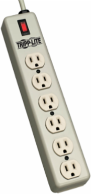 6-Outlet Industrial Power Strip, 15-ft Cord, Metal Housing, 1.505 Inch Outlet Spacing