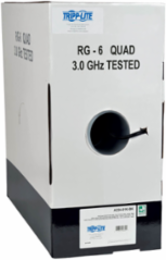 1000 ft RG6/U Quad-Shield CMR-Rated Coaxial Cable, Black, 18 AWG, 75 Ohm